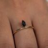 Floating sapphire ring with prong setting and clean lines