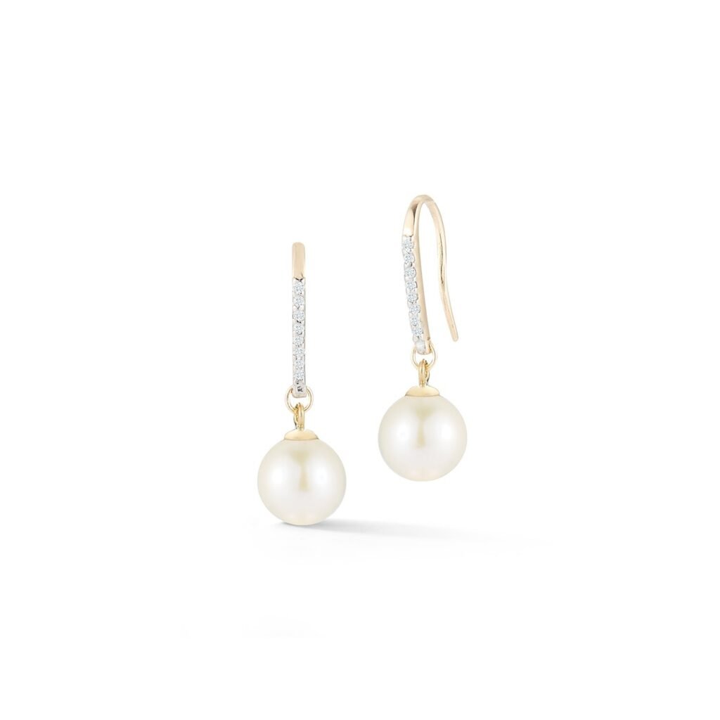 925 Sterling Silver Single Pearl Diamond Drop Earrings