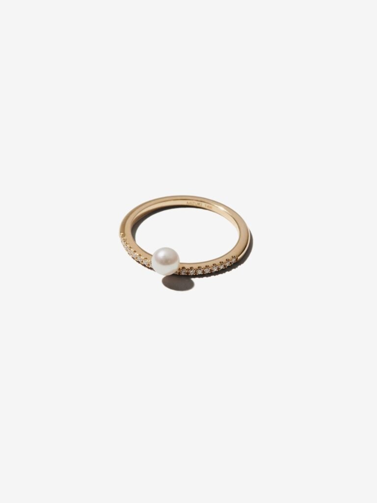 925 Sterling Silver Single Row and Pearl Diamond Ring