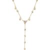 925 Sterling Silver Single Row Diamond Bezel Drip Lariat Necklace