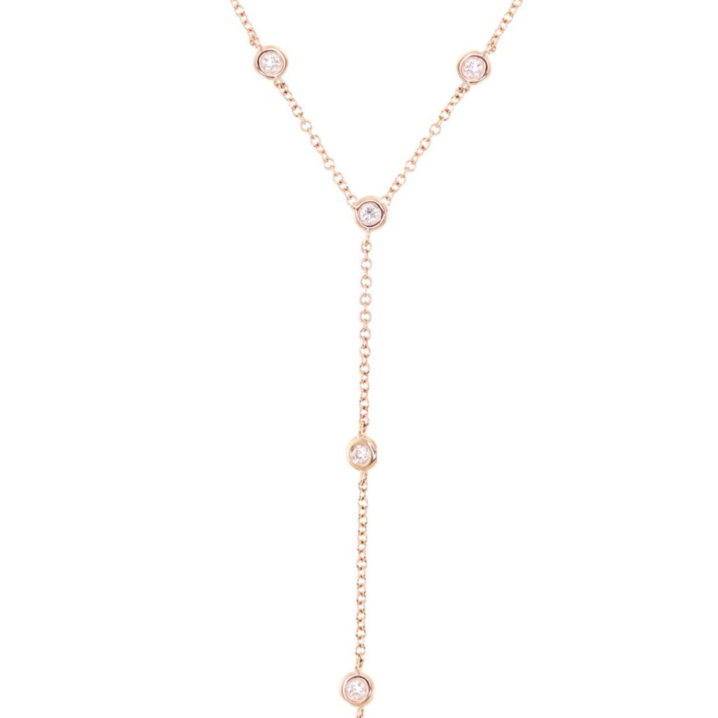 925 Sterling Silver Single Row Diamond Bezel Lariat