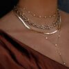 925 Sterling Silver Single Row Diamond Bezel Lariat - Image 5