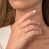 925 Sterling Silver Six Diamond Flower Ring - Image 2