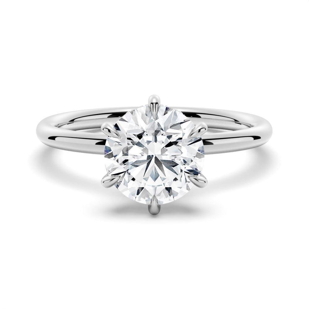 925 Sterling Silver Six Prong Solitaire Diamond Engagement Ring Hidden Halo