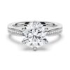 925 Sterling Silver Six Prongs Diamond Engagement Ring Tapered Pave Band