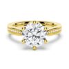 925 Sterling Silver Six Prongs Diamond Engagement Ring Tapered Pave Band - Image 2
