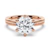 925 Sterling Silver Six Prongs Diamond Engagement Ring Tapered Pave Band - Image 3