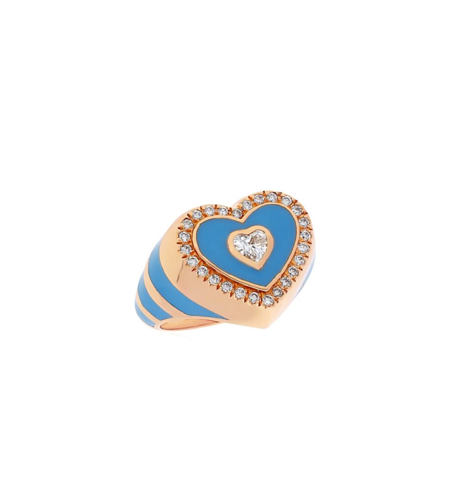 925 Sterling Silver Sky Blue Love Diamond Ring