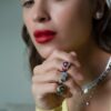 925 Sterling Silver Sky Blue Love Diamond Ring - Image 2