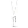 925 Sterling Silver Slanted Twin Bar Diamond Necklace