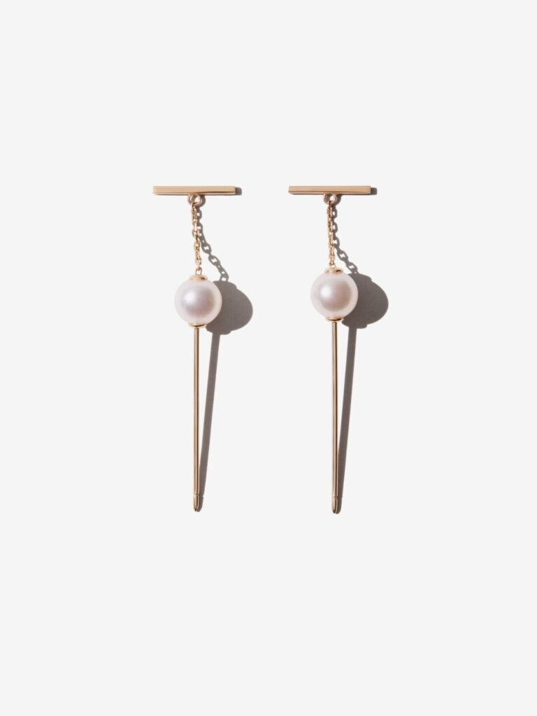 925 Sterling Silver Sliding Pearl and Bar Earring