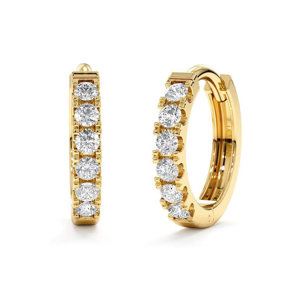 925 Sterling Silver Small Diamond Huggie Hoop Earrings