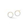 Small halfmoon hoop earrings in 925 sterling silver with CZ accents