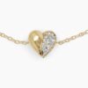 925 Sterling Silver Small Heart Pave Diamond Bracelet - Image 2