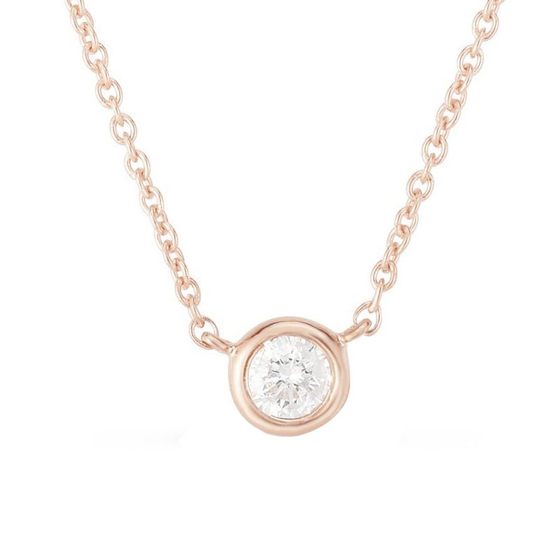 925 Sterling Silver Solitaire Diamond Bezel Necklace