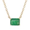 925 Sterling Silver Solitaire Emerald Prong Necklace