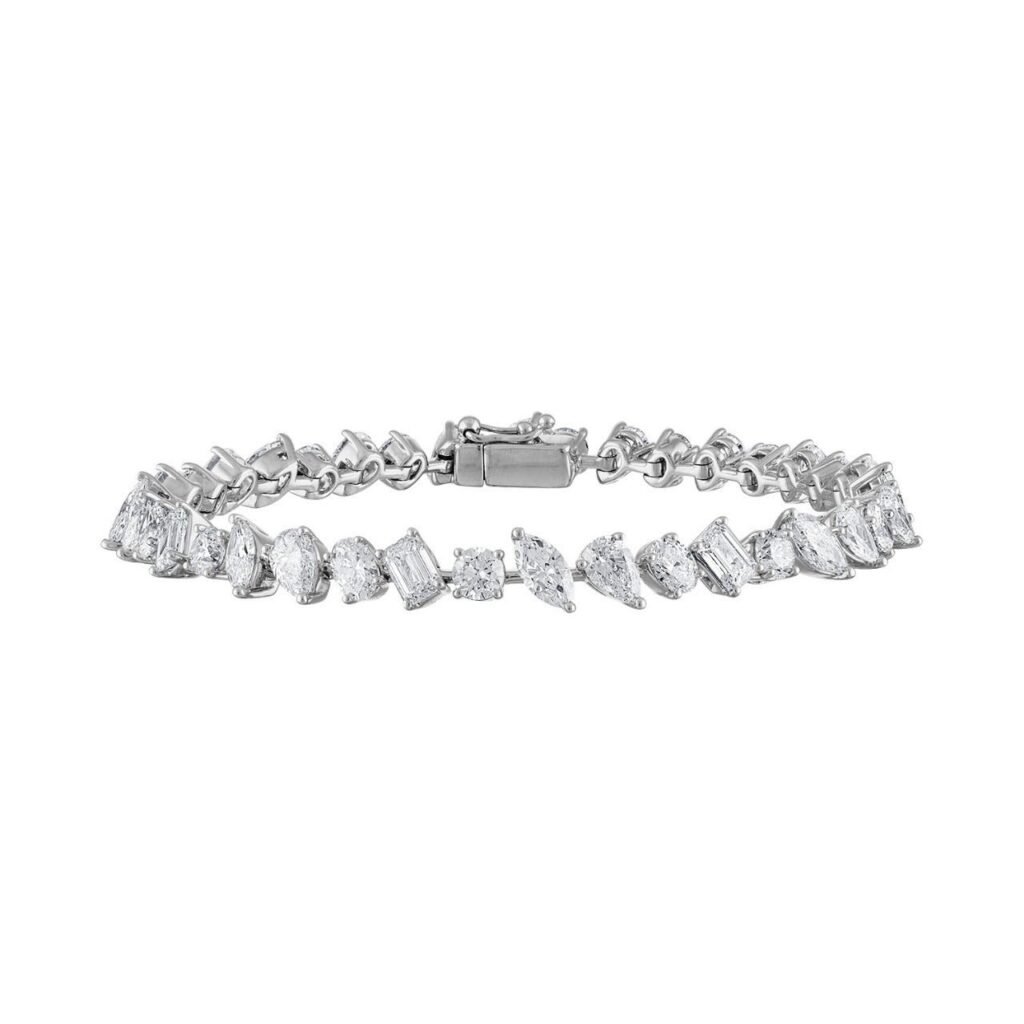 925 Sterling Silver Special Multishape Diamond Tennis Bracelet