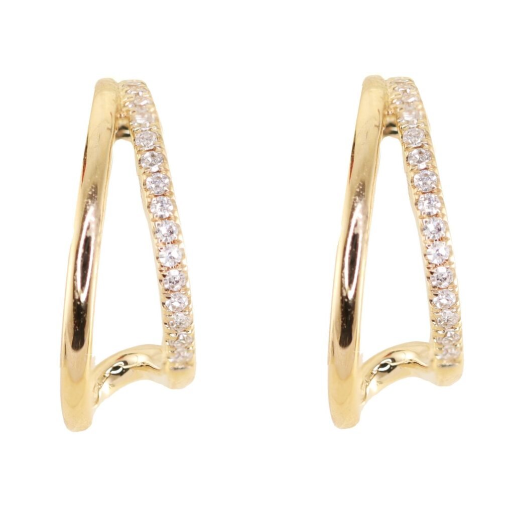 925 Sterling Silver Split Diamond Hoop