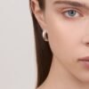 Sterling silver hoop earrings with a clean pointed silhouette