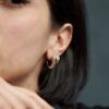 Gold-plated sterling silver hoop earrings with a medium profile