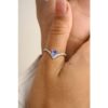 925 Sterling Silver Tanzanite Diamond Chevron Ring - Image 3