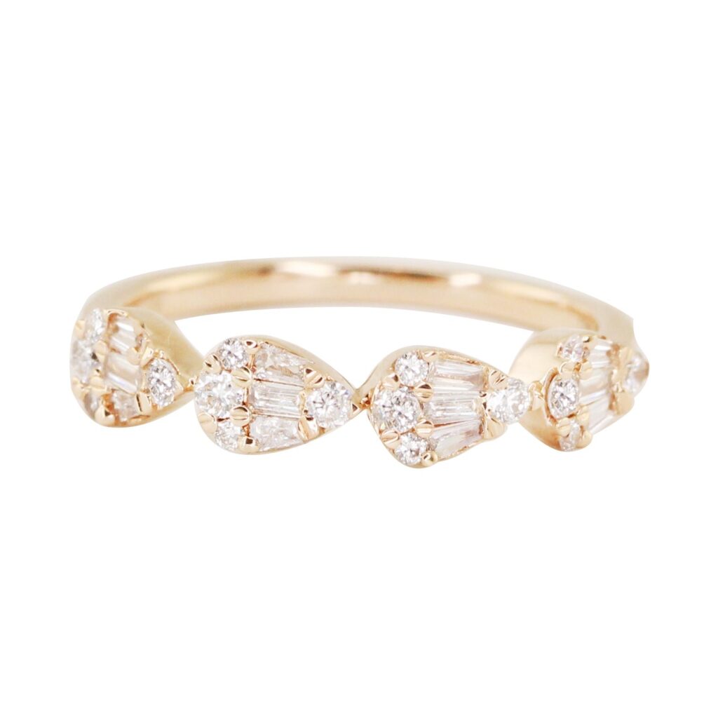 925 Sterling Silver Teardrop Baguette Diamond Band