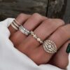 925 Sterling Silver Teardrop Baguette Diamond Band - Image 3
