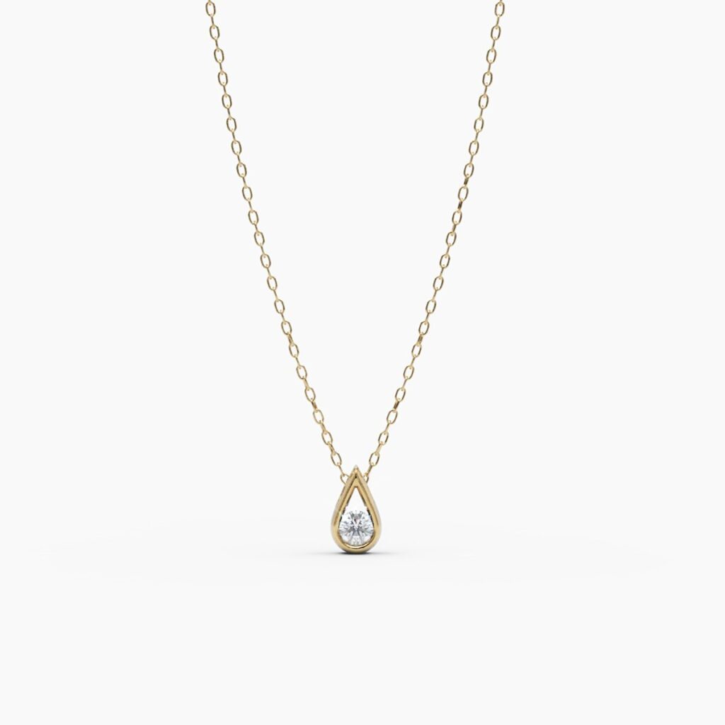 925 Sterling Silver Teardrop Floating Diamond Necklace
