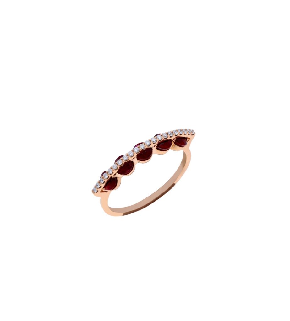 925 Sterling Silver the Rubies Bridge Diamond Ring