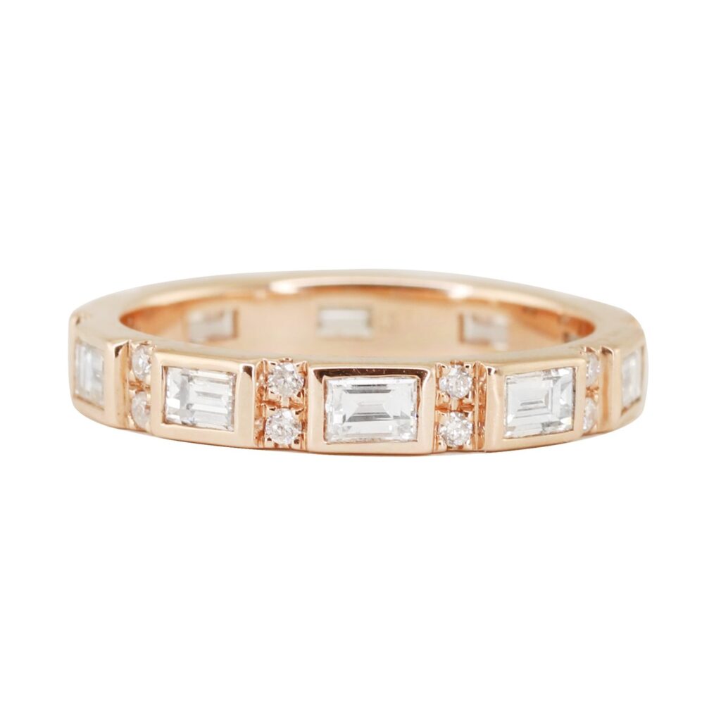925 Sterling Silver Thick Baguette Diamond Eternity Band