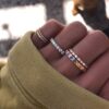 925 Sterling Silver Thick Rainbow Sapphire Band - Image 2