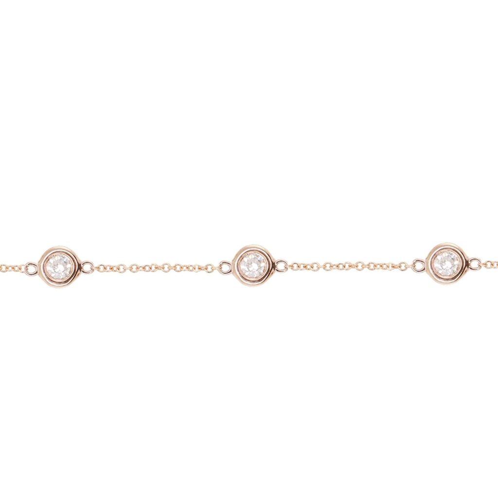925 Sterling Silver Three Diamond Bezel Bracelet