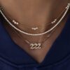 925 Sterling Silver Three Diamond Bezel Choker Necklace - Image 2