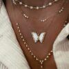 925 Sterling Silver Three Diamond Bezel Choker Necklace - Image 4