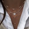 925 Sterling Silver Three Diamond Bezel Choker Necklace - Image 7