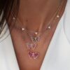 925 Sterling Silver Three Diamond Cluster Necklace - Image 4
