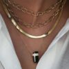 925 Sterling Silver Three Diamond Row Black Tourmaline Crystal Bar Necklace - Image 3