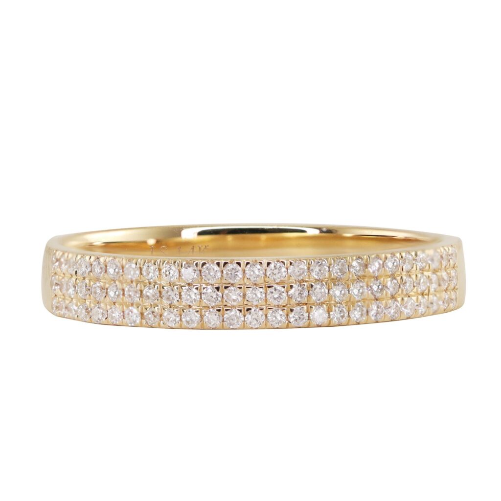 925 Sterling Silver Three Diamond Row Ring