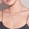 Three pearl lariat necklace featuring a graceful drop design