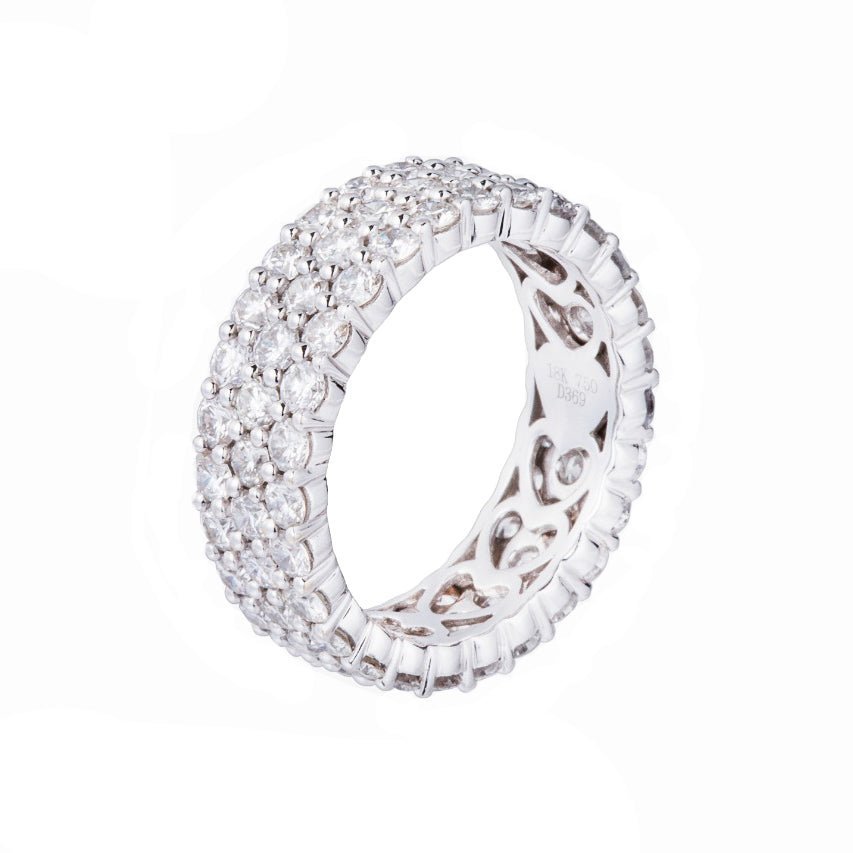 925 Sterling Silver Three Rows Diamond Eternity Band