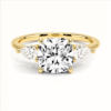 Cushion cut CZ engagement ring with pavé and prong settings