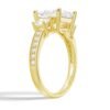 925 Sterling Silver Three Stone Princess Shaped Diamond Bridal Set Men Wedding Band - Image 10