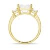 925 Sterling Silver Three Stone Princess Shaped Diamond Bridal Set Men Wedding Band - Image 12