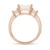 925 Sterling Silver Three Stone Princess Shaped Diamond Bridal Set Men Wedding Band - Image 15