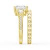 925 Sterling Silver Three Stone Princess Shaped Diamond Bridal Set Men Wedding Band - Image 24