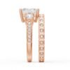 925 Sterling Silver Three Stone Princess Shaped Diamond Bridal Set Men Wedding Band - Image 25