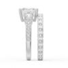 925 Sterling Silver Three Stone Princess Shaped Diamond Bridal Set Men Wedding Band - Image 26