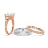 925 Sterling Silver Three Stone Princess Shaped Diamond Bridal Set Men Wedding Band - Image 3