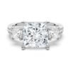 925 Sterling Silver Three Stone Princess Shaped Diamond Bridal Set Men Wedding Band - Image 4