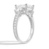 925 Sterling Silver Three Stone Princess Shaped Diamond Bridal Set Men Wedding Band - Image 7